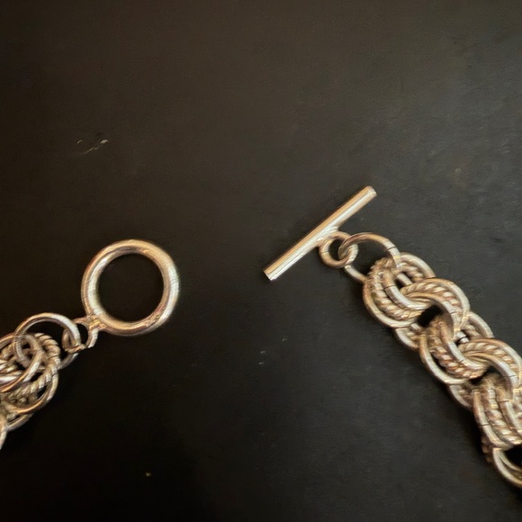 Sterling Silver 925 Triple Row Rolo Necklace Toggle Closure 16.25 Inches 70Grams - Picture 7 of 11